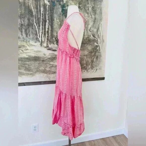 Free People Cleobella Oliver Ruffle Empire Waist Midi Dress In Pink Medium NWOT - Picture 5 of 15